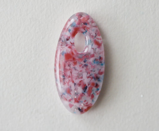 Oval Pendant: Pink and Blue Confetti (PENDANT ONLY)