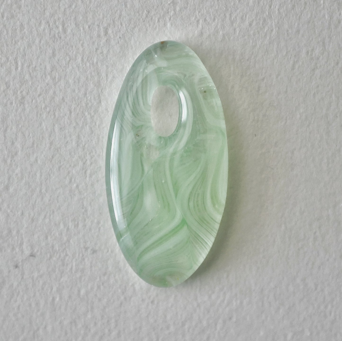 Oval Pendant: Pale Green and Clear Swirl (PENDANT ONLY)