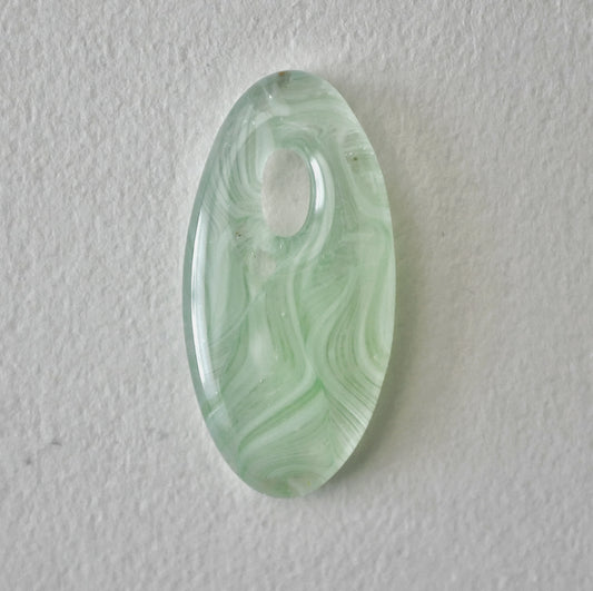 Oval Pendant: Pale Green and Clear Swirl (PENDANT ONLY)