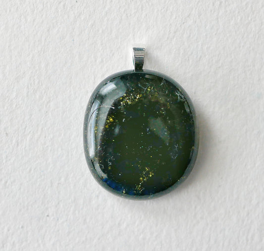 Golden Black Aventurine Dragonskin Pendant #5 (Sterling Silver) (PENDANT ONLY)