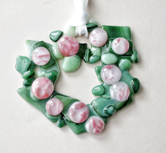 Bumpy Geometric Wreath with Pink Ornaments (Small)