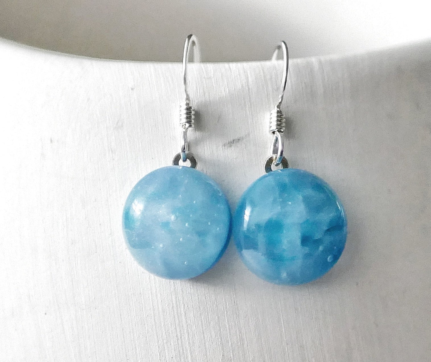 Sky Blue Dangly Speckle Earrings #2