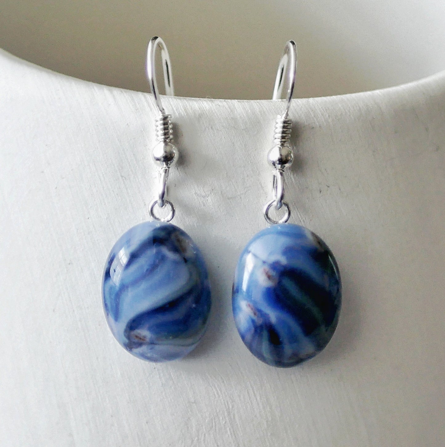 Dangly Blue Brushstroke Earrings