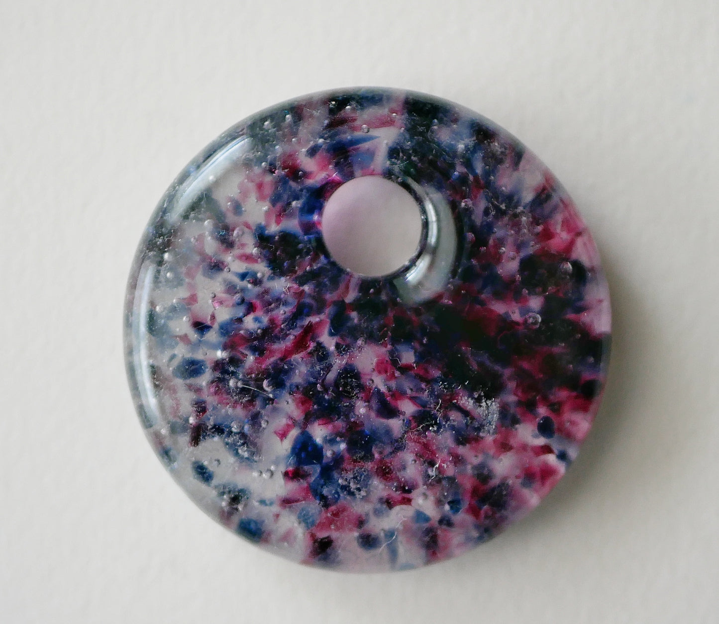 Round Pendant: Dense Blue and Pink Confetti (PENDANT ONLY)