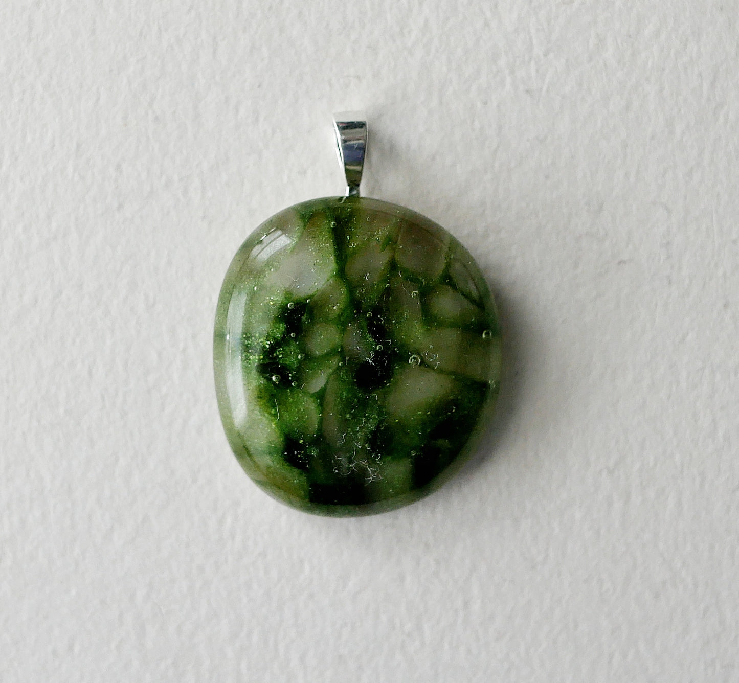 Green Aventurine and Brown Dragonskin Pendant #1 (Sterling Silver) (PENDANT ONLY)
