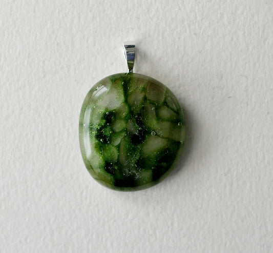 Green Aventurine and Brown Dragonskin Pendant #1 (Sterling Silver) (PENDANT ONLY)