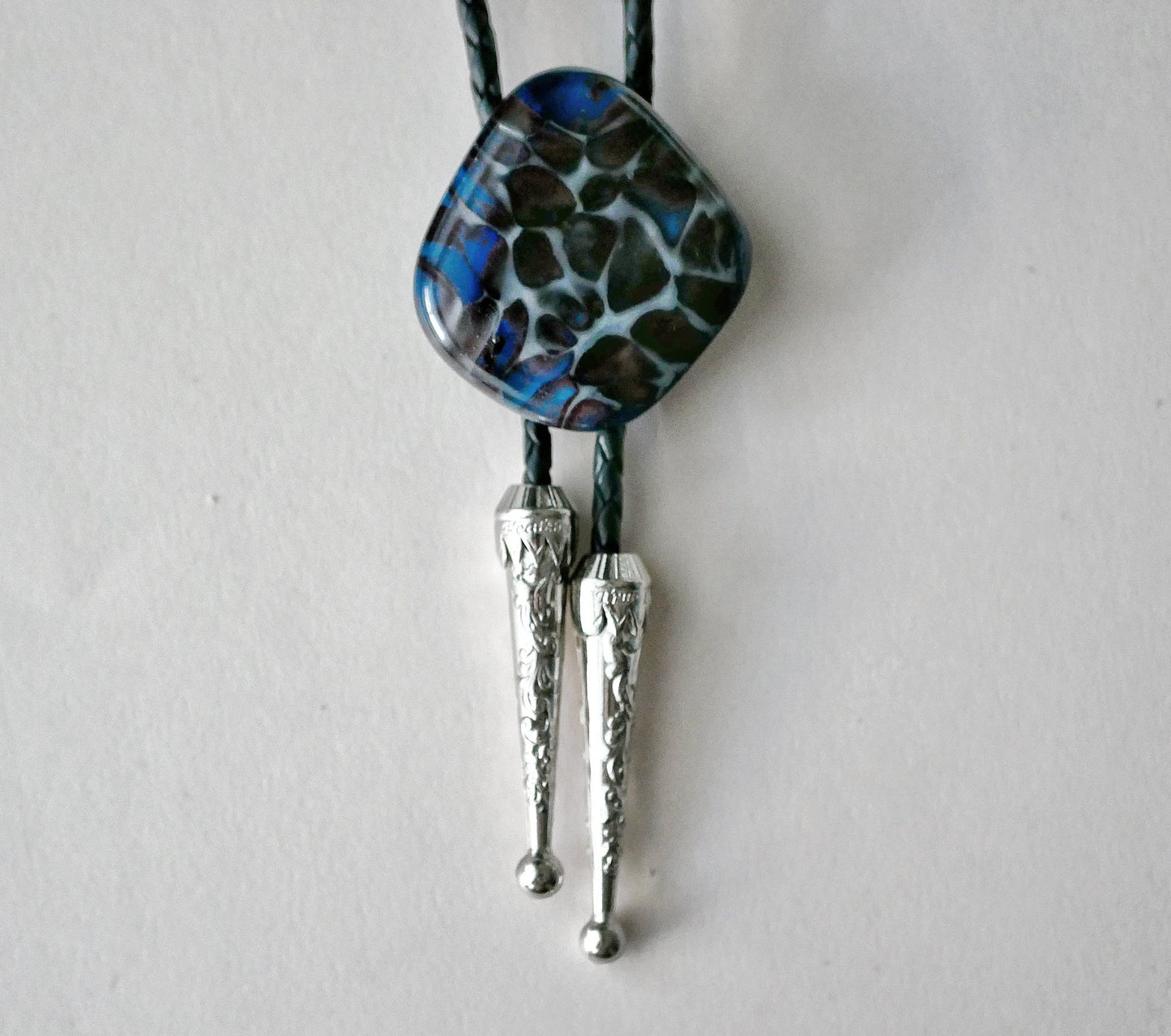 Copper Reaction (Blue, Brown and White) Bolo Tie #5