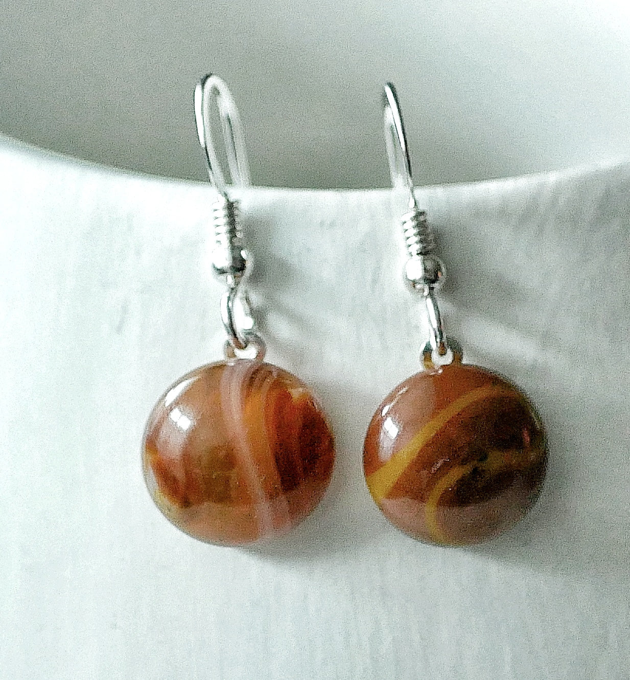 Brown Dangly Swirl Earrings #1