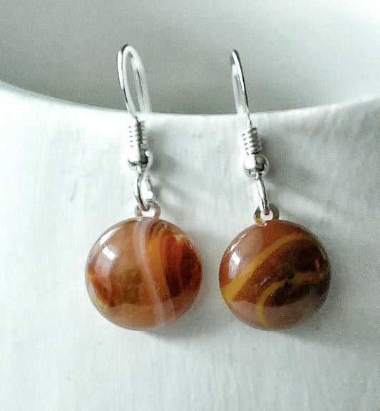 Brown Dangly Swirl Earrings #1