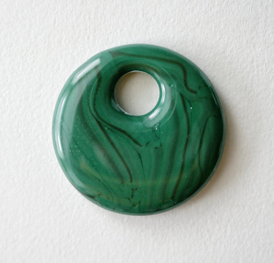 Round Pendant: Green Spectral Squiggles #1 (PENDANT ONLY)