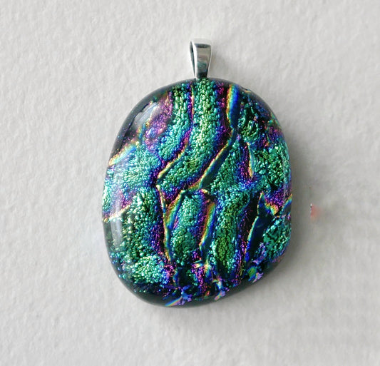 Turquoise and Purple Dichroic Pendant #2 (Sterling Silver) (PENDANT ONLY)