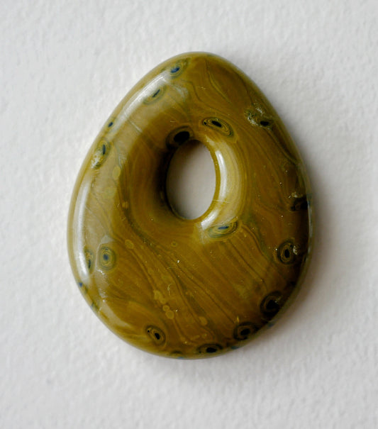 Teardrop Pendant: Brown and Green Spectral Squiggles #1 (PENDANT ONLY)