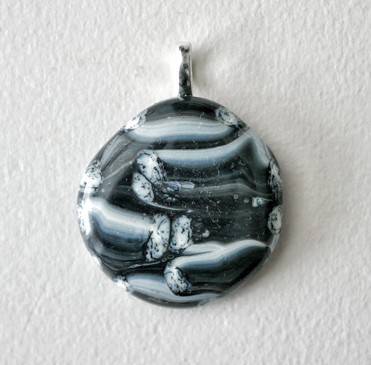 Black and White Brushstroke Pendant #2 (Base Metal) (PENDANT ONLY)