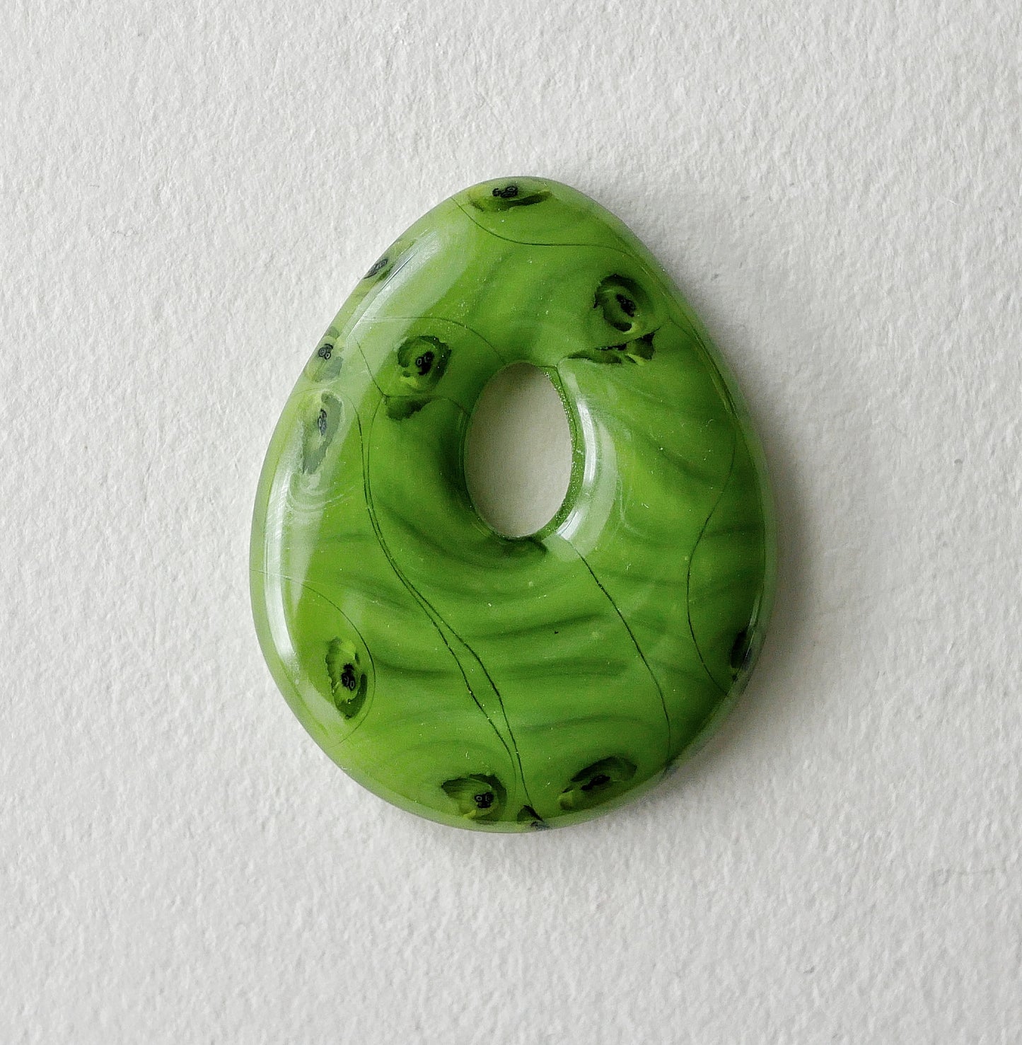 Teardrop Pendant: Green Swirl (PENDANT ONLY)