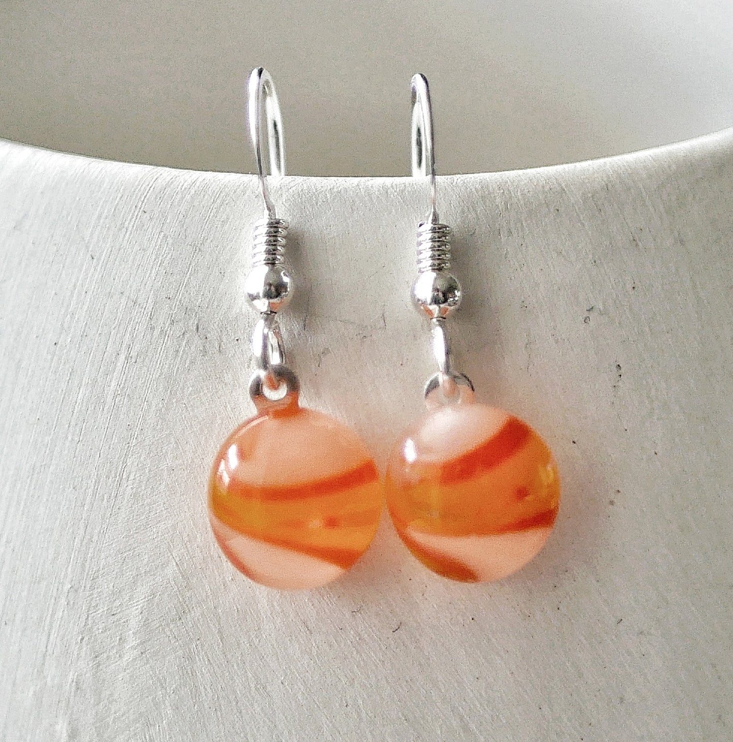 Orange and Amber Dangly Swirl Earrings #2