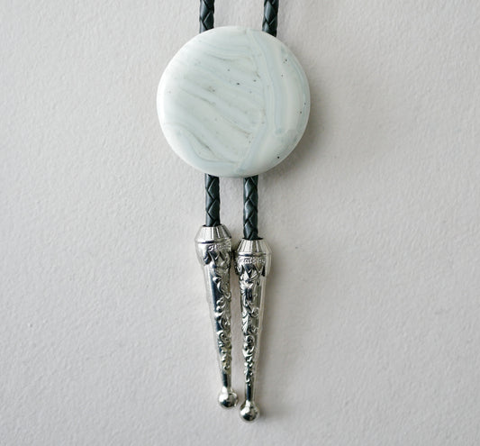 Cream and White Brushstrokes Bolo Tie #1