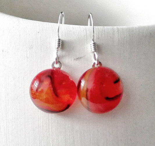 Red Dangly Swirl Earrings #2