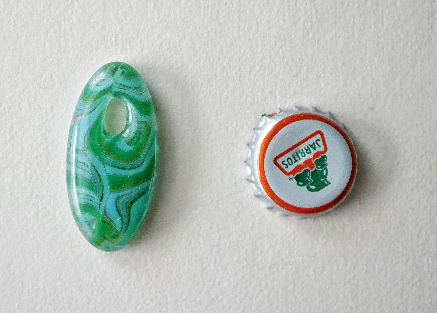 Oval Pendant: Green and Teal Swirl (PENDANT ONLY)