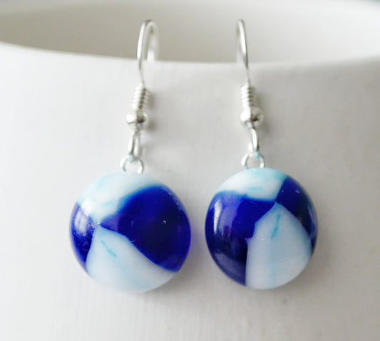 Sky Blue, White and Azure Dangly Earrings #2