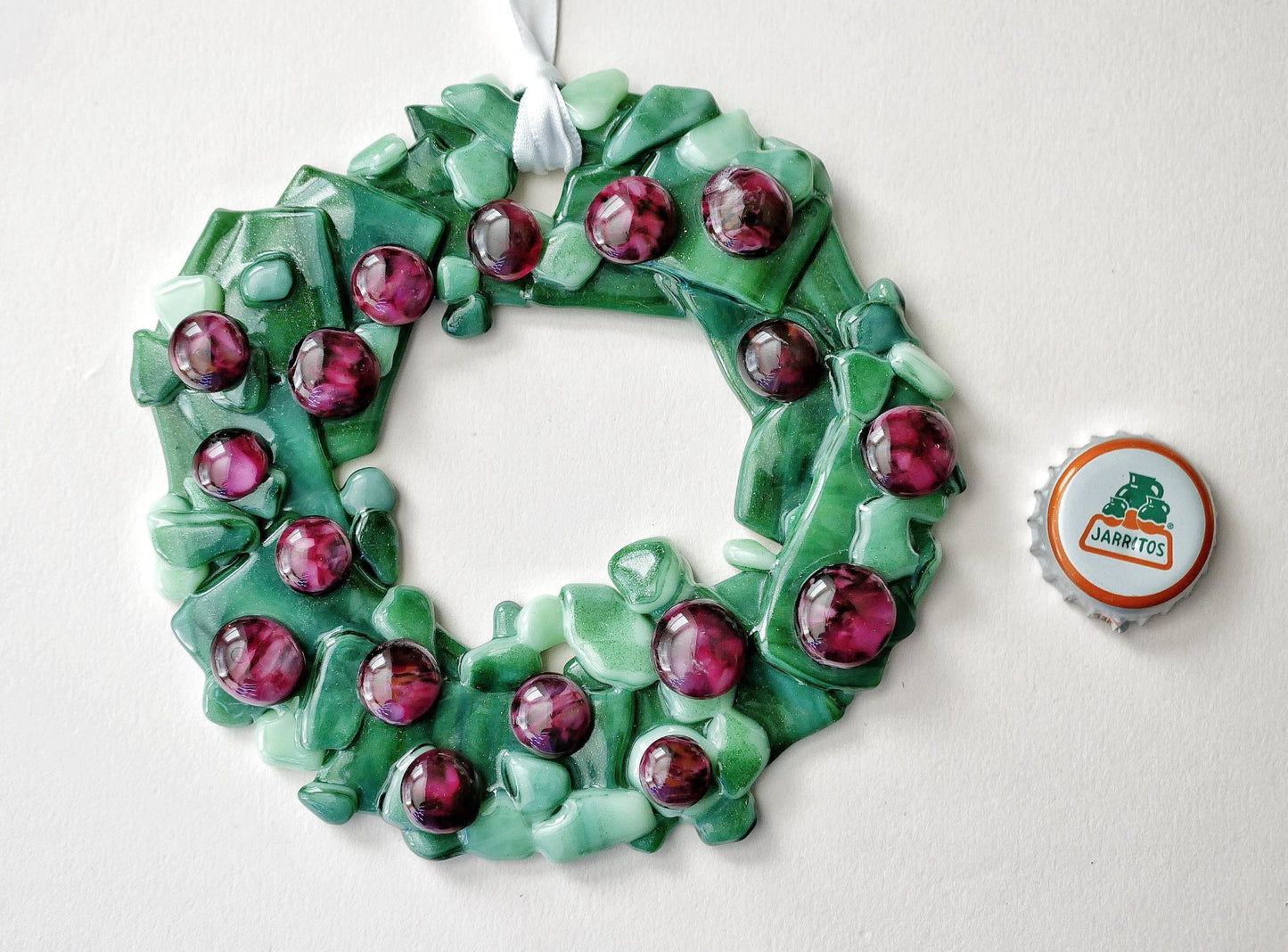 Bumpy Wreath with Dark Pink Ornaments (Large)