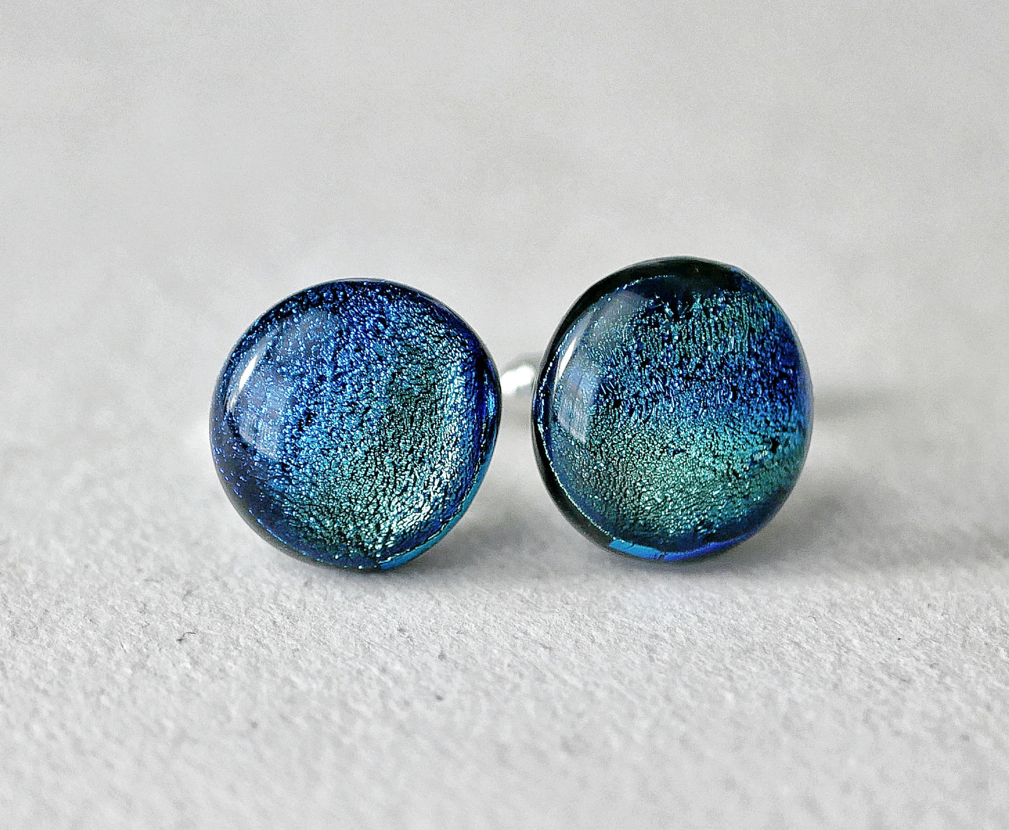 Blue Dichroic Sterling Silver Cufflinks