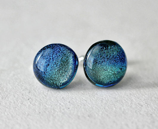 Blue Dichroic Sterling Silver Cufflinks