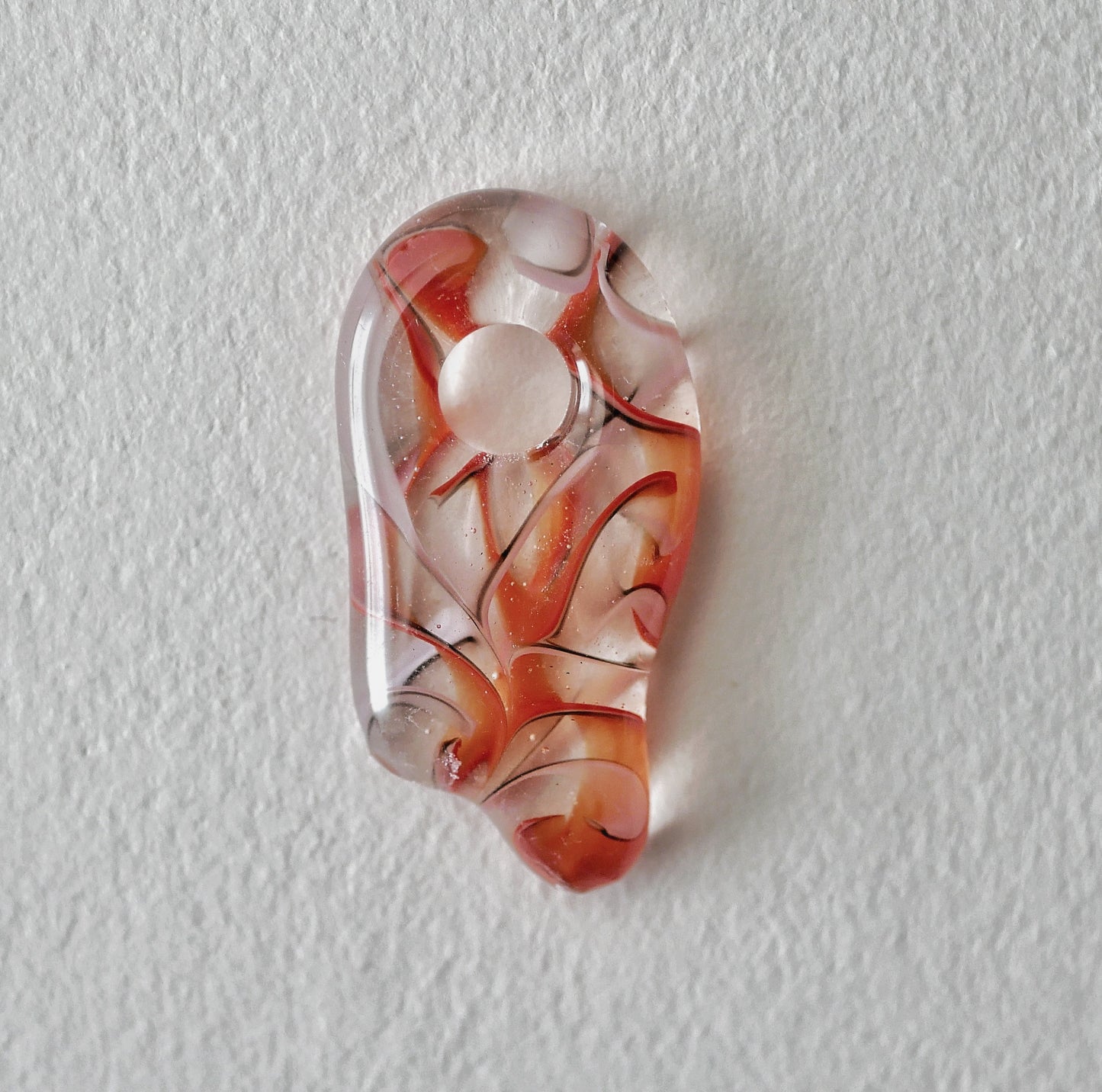 Swirling Orange Blob Pendant with Hole #2 (PENDANT ONLY)