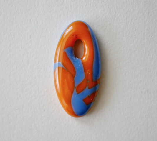 Oval Pendant: Orange and Blue (PENDANT ONLY)