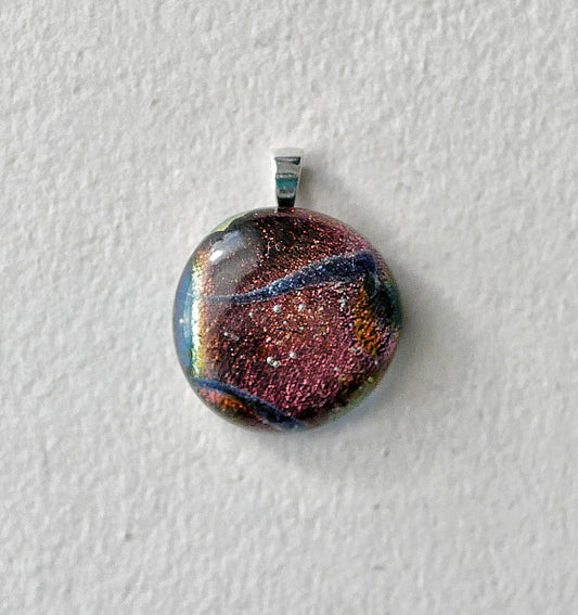 Magenta and Amber Dichroic Pendant #1 (Sterling Silver) (PENDANT ONLY)