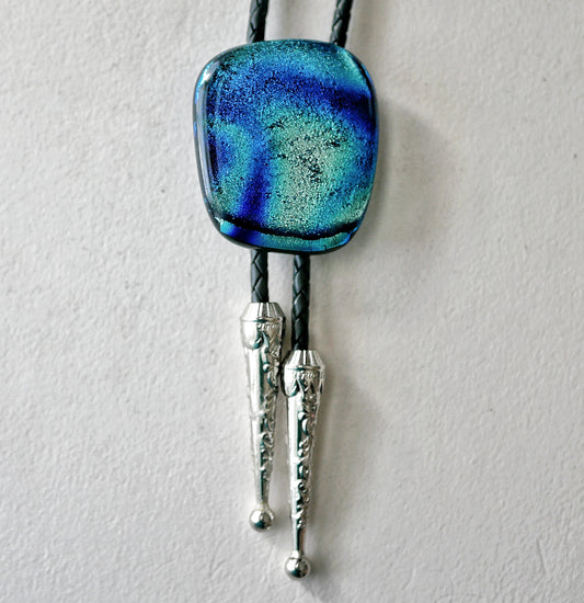 Dichroic Blue Bolo Tie #1