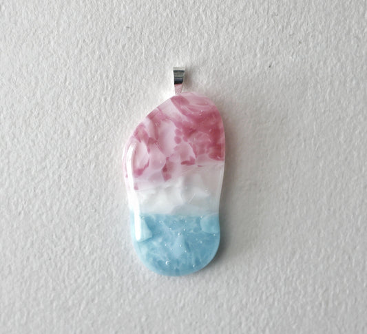 Long Trans Pride Blob Pendant #7 (PENDANT ONLY)