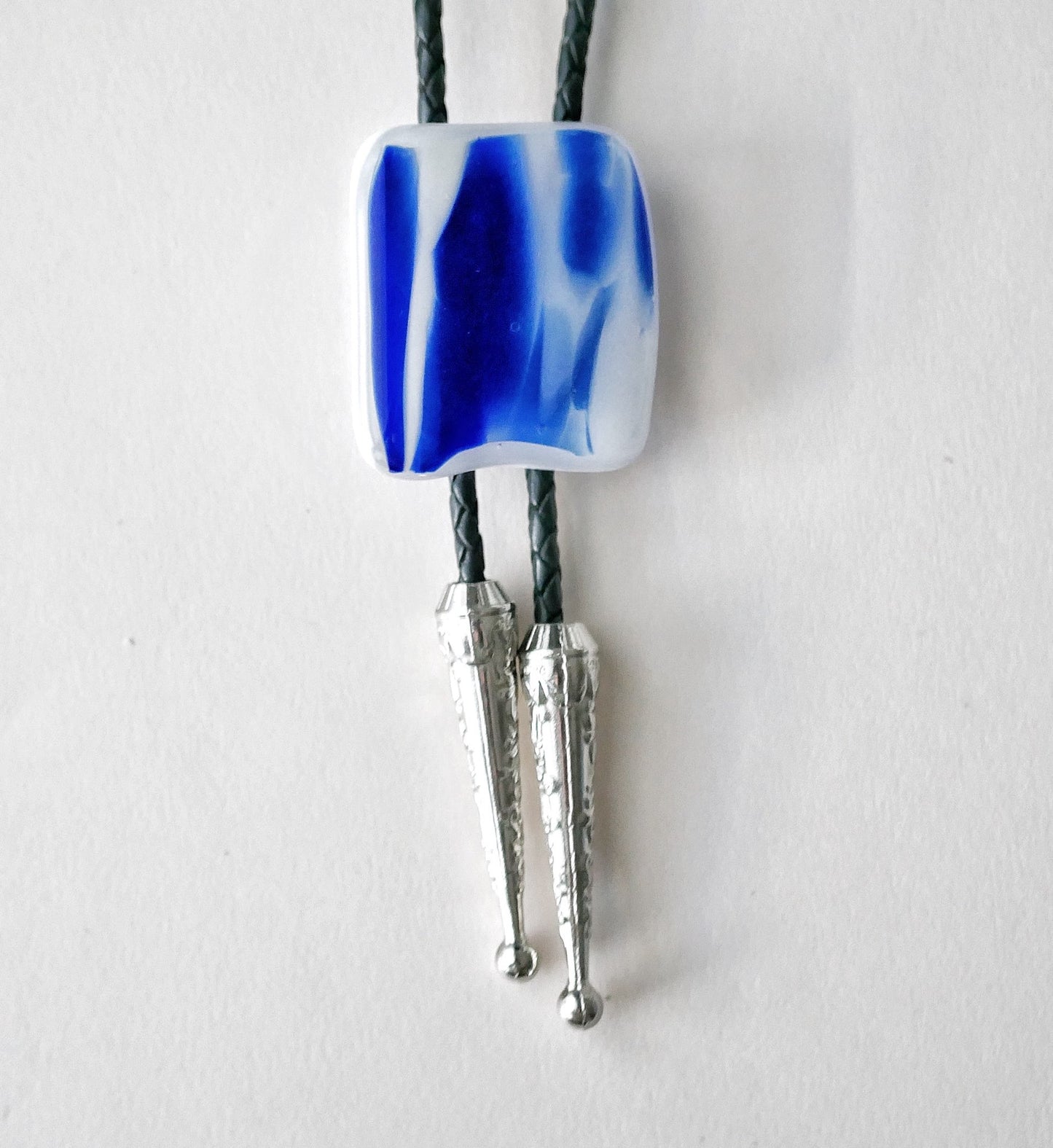 Blue and White Ripple Bolo Tie #4