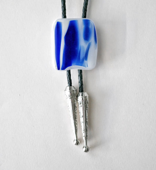 Blue and White Ripple Bolo Tie #4