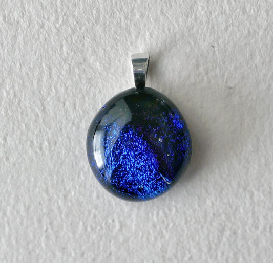 Blue Dichroic Pendant #2 (Sterling Silver) (PENDANT ONLY)