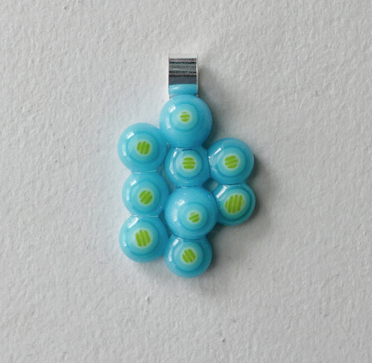 Aqua Blue and Yellow Cluster Pendant (Sterling Silver) (PENDANT ONLY)