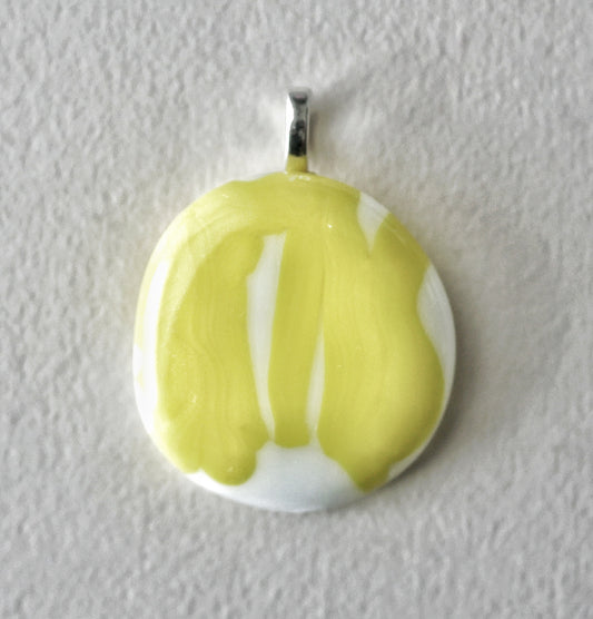 Yellow and White Brushstroke Pendant (Base Metal) (PENDANT ONLY)