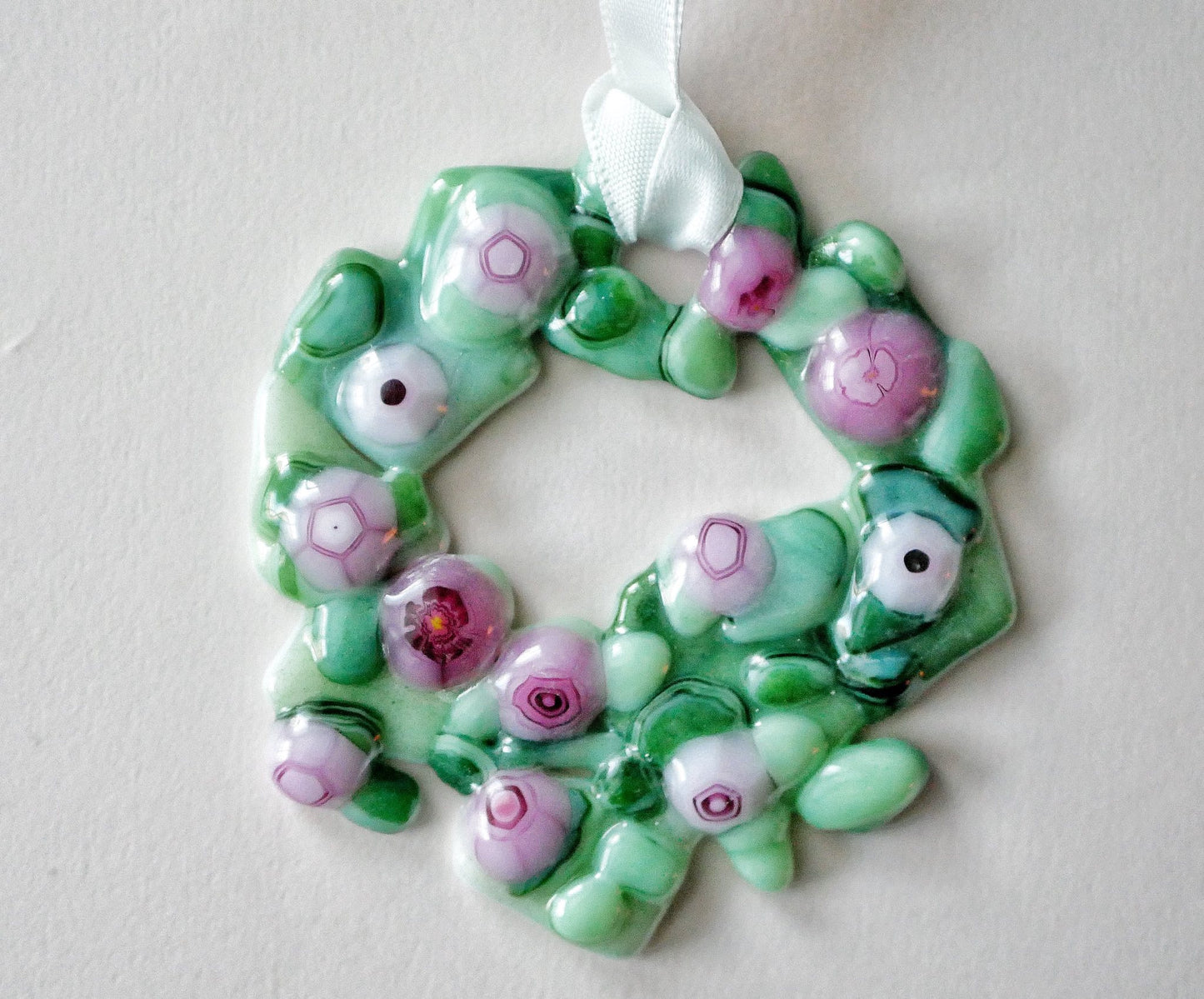 Bumpy Geometric Wreath with Blobby Pink Flowers (Small)