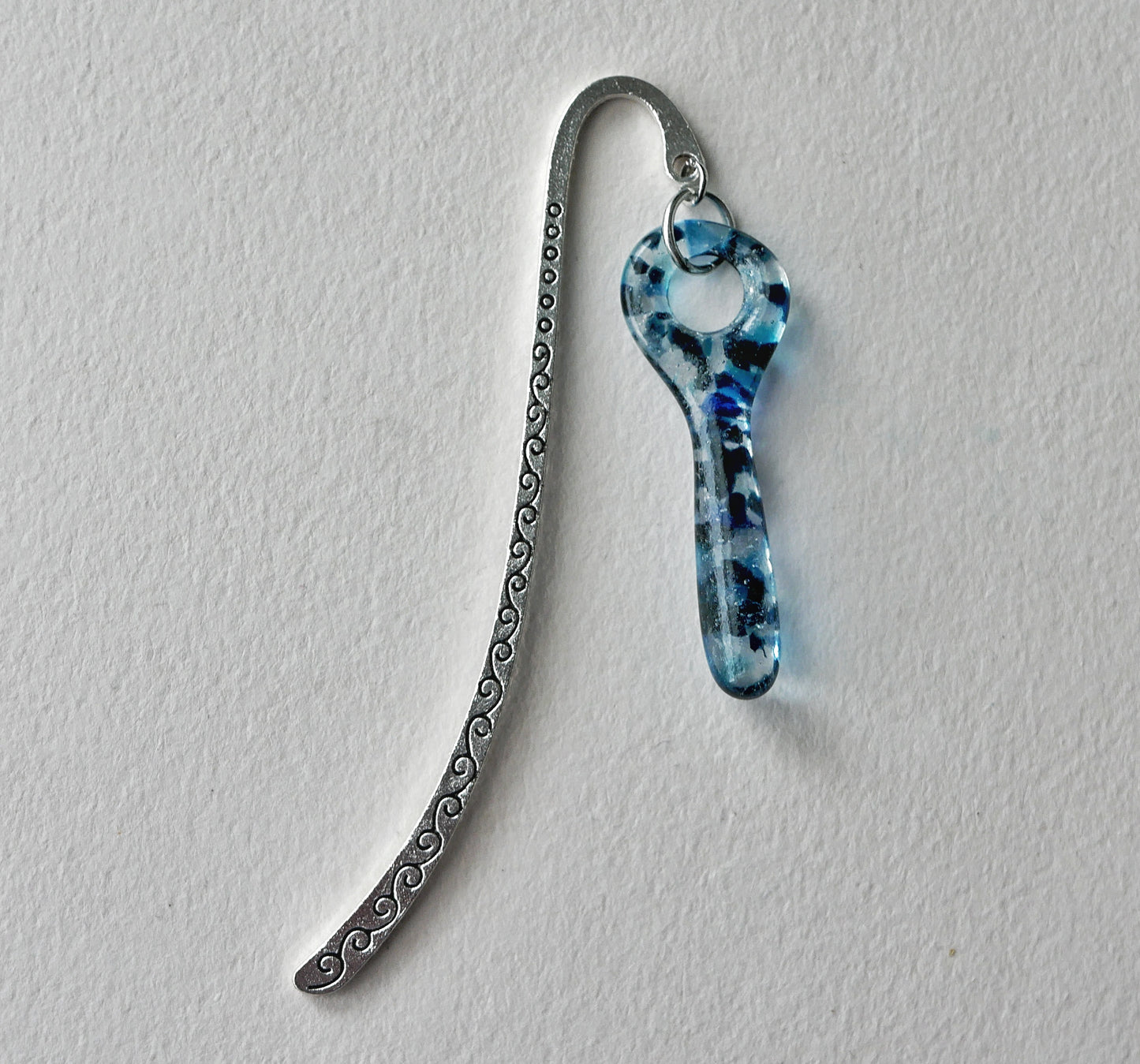 Bookmark with Blue Glass Line Dangle