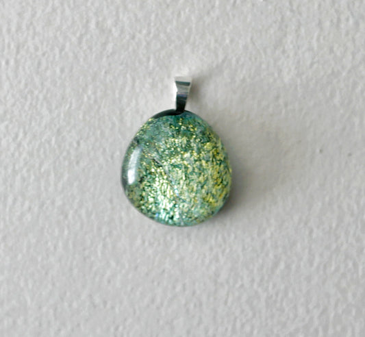 Green Dichroic Pendant #4 (Sterling Silver) (PENDANT ONLY)