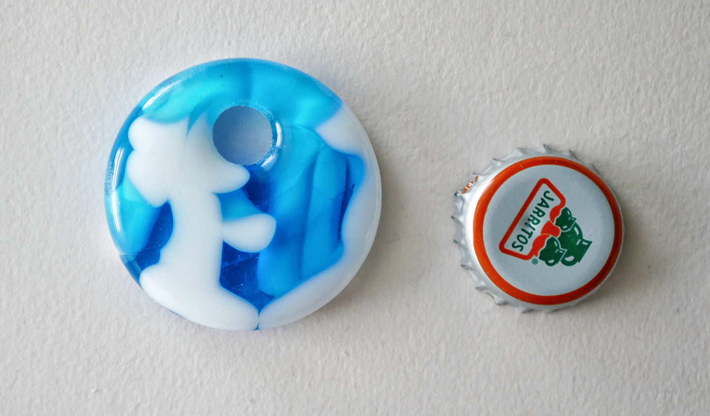 Circle Pendant: Aqua Blue and White (PENDANT ONLY)