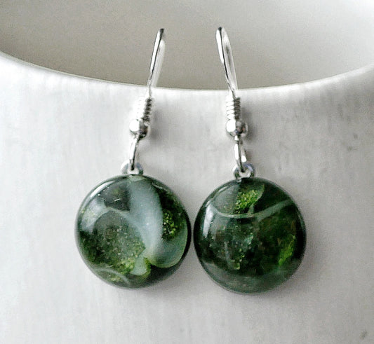 Dangly Green Dragonskin Aventurine Earrings #1