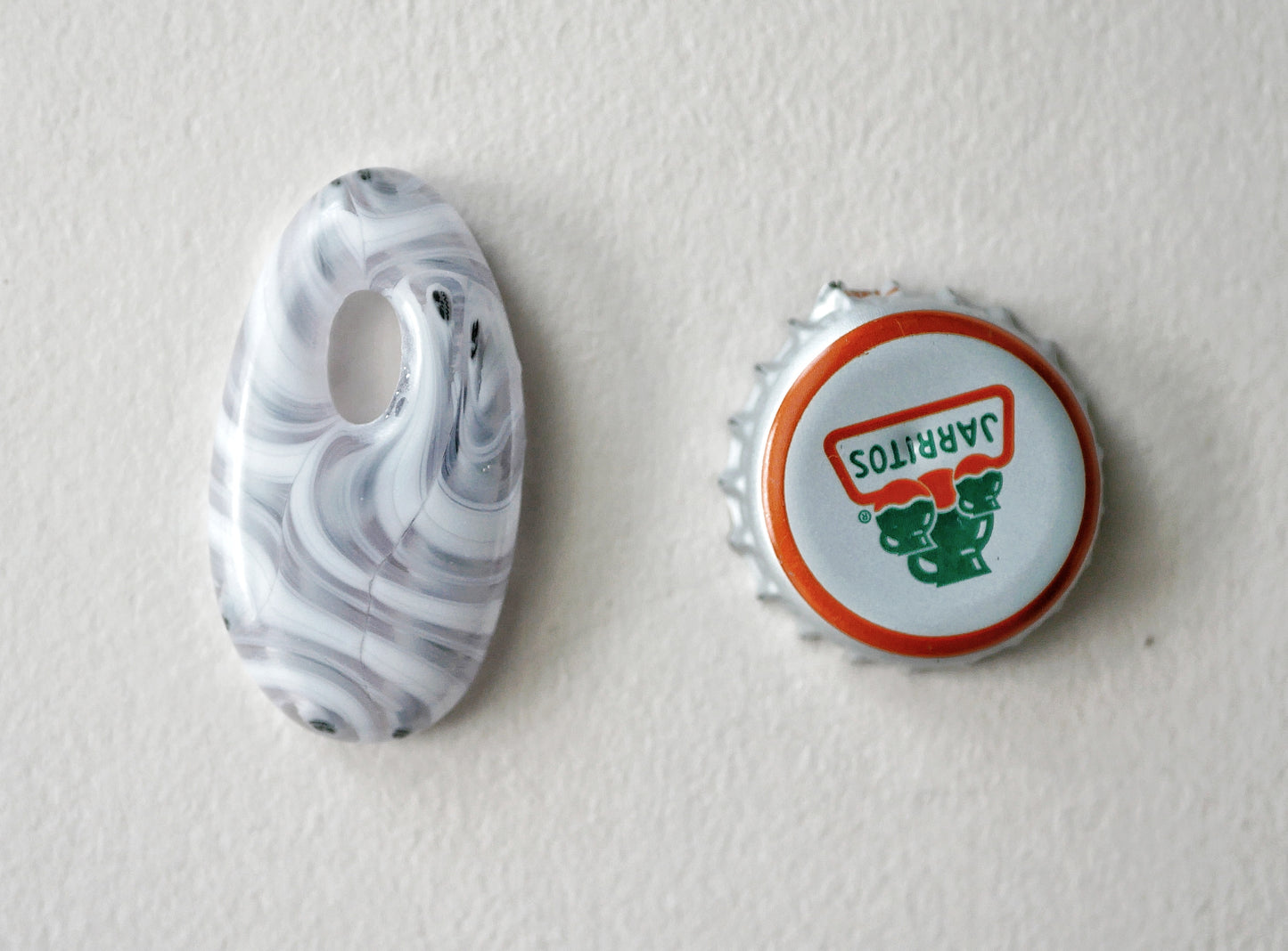 Oval Pendant: Clear, White and Grey Swirl (PENDANT ONLY)