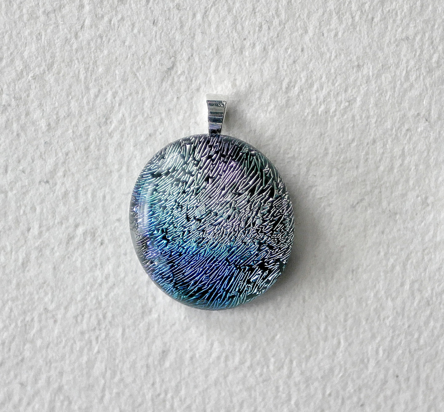 Blue and Silver Dichroic Pendant #1 (Sterling Silver) (PENDANT ONLY)