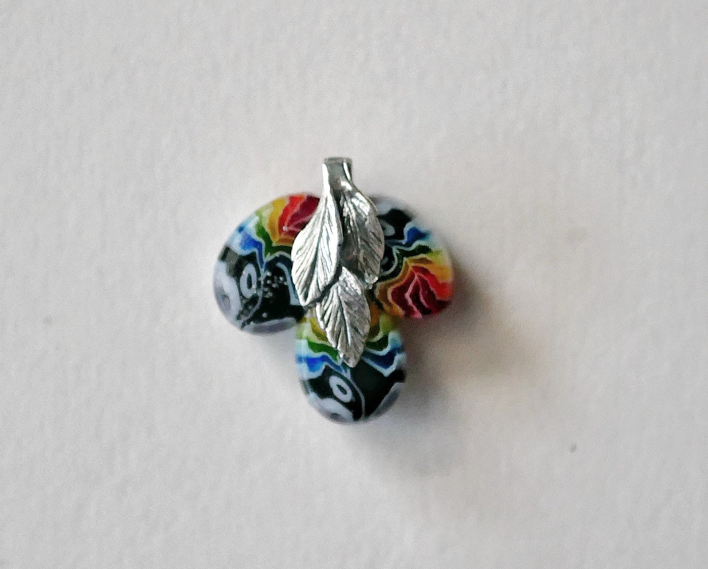 Rainbow Cluster Pendant with Leaf Bail (Sterling Silver) (PENDANT ONLY)
