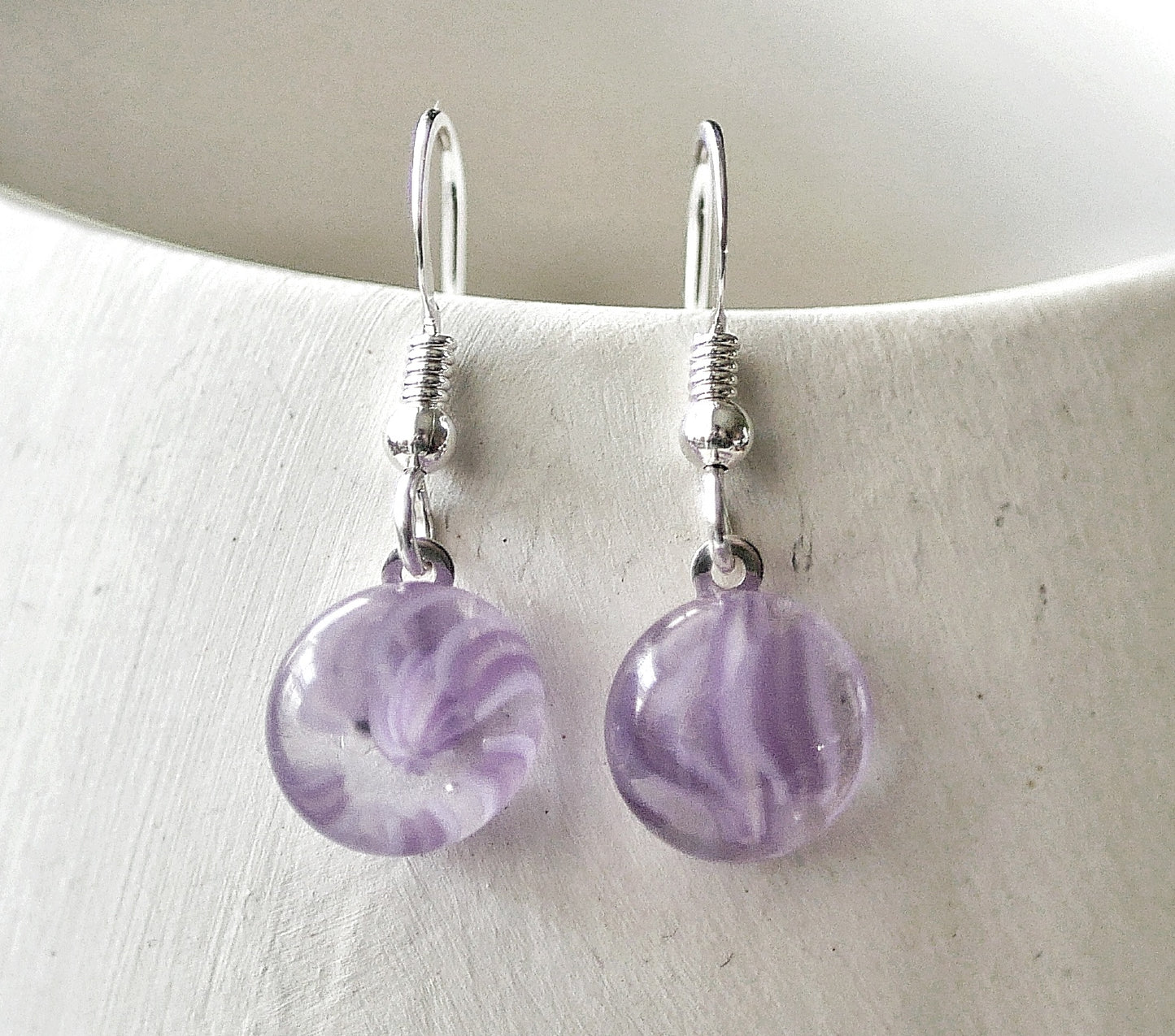 Purple Dangly Swirl Earrings #2