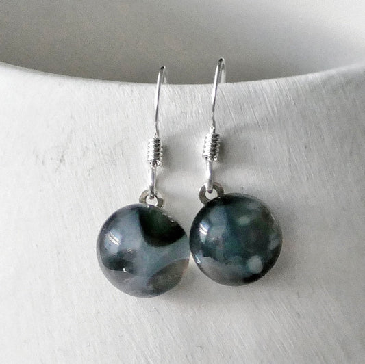 Black and Grey Dangly Swirl Earrings #3