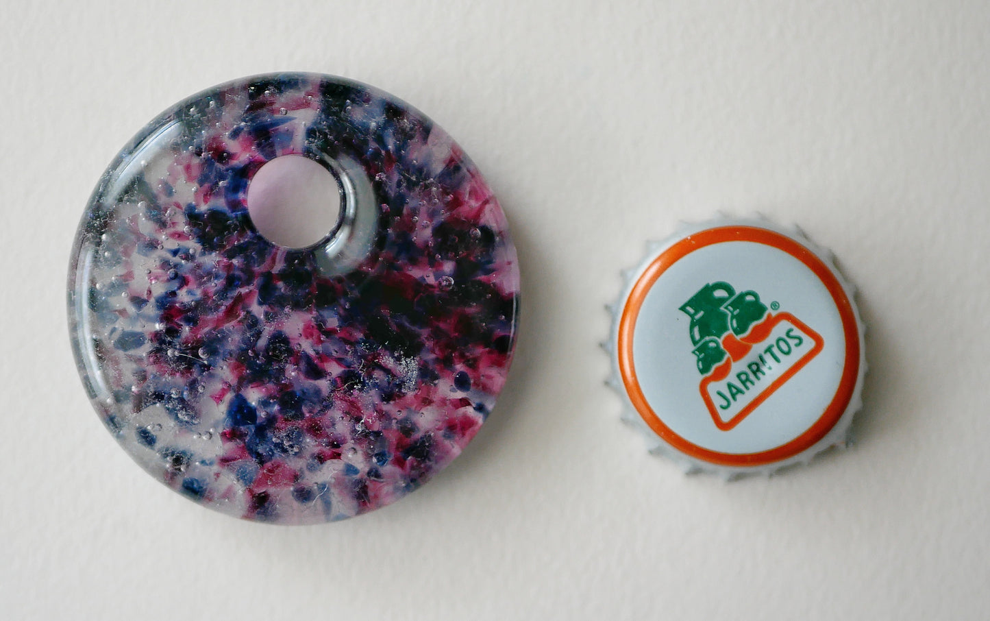 Round Pendant: Dense Blue and Pink Confetti (PENDANT ONLY)