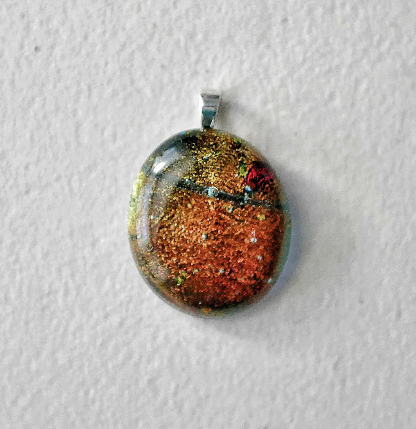 Yellow and Orange Multicolor Dichroic Pendant #1 (Sterling Silver) (PENDANT ONLY)