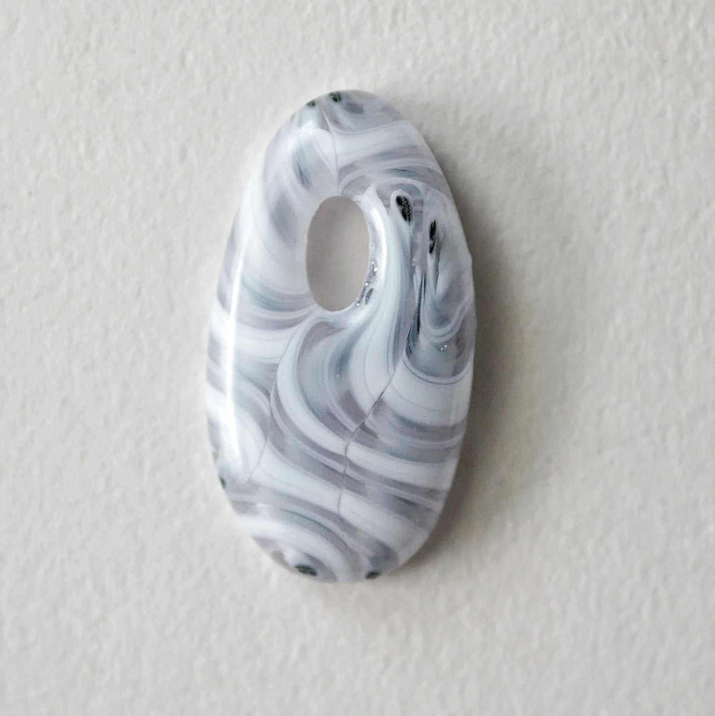 Oval Pendant: Clear, White and Grey Swirl (PENDANT ONLY)