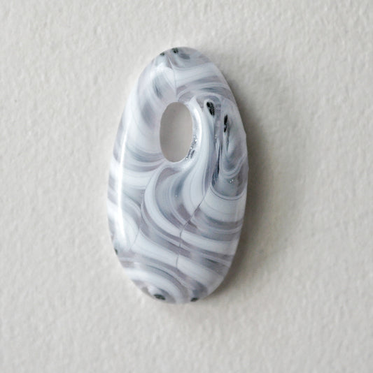 Oval Pendant: Clear, White and Grey Swirl (PENDANT ONLY)